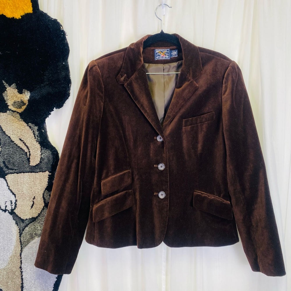American Living Chocolate Brown Velvet Tailor Lined Blazer